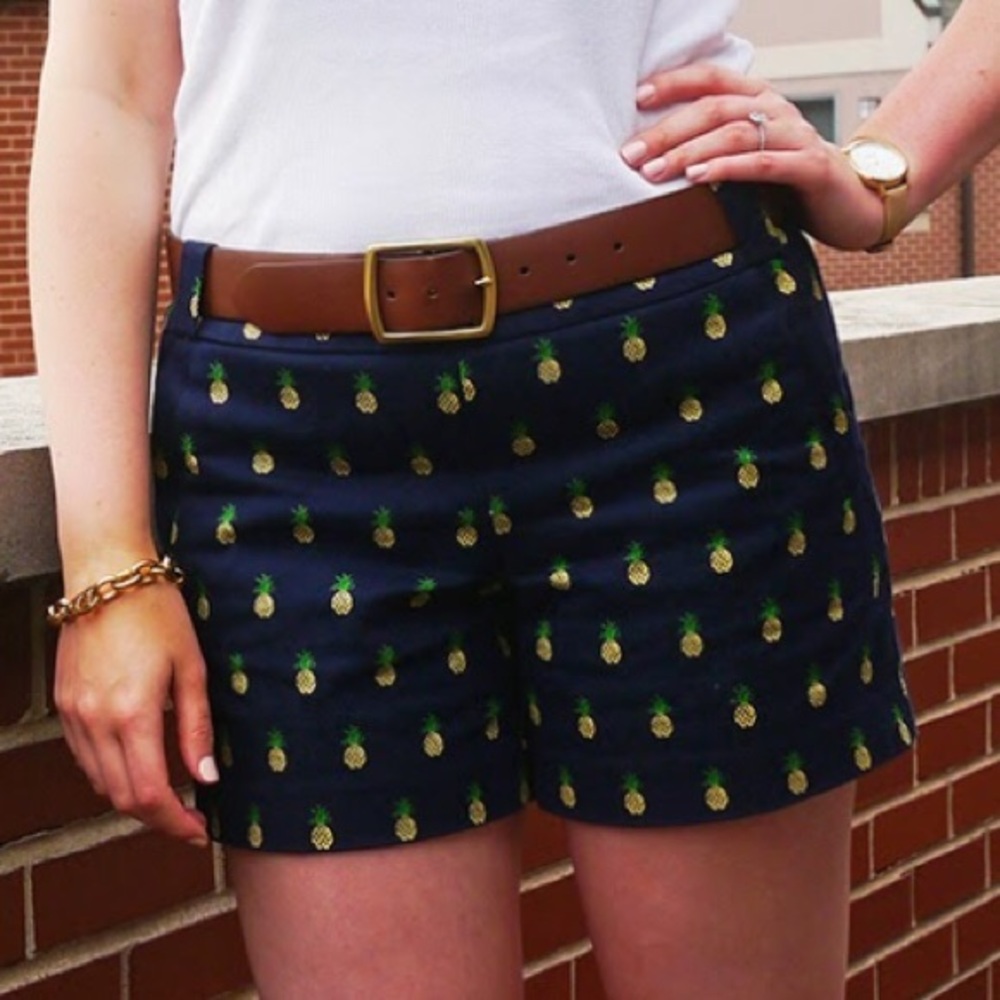 J. Crew Navy Blue Pineapple Shorts